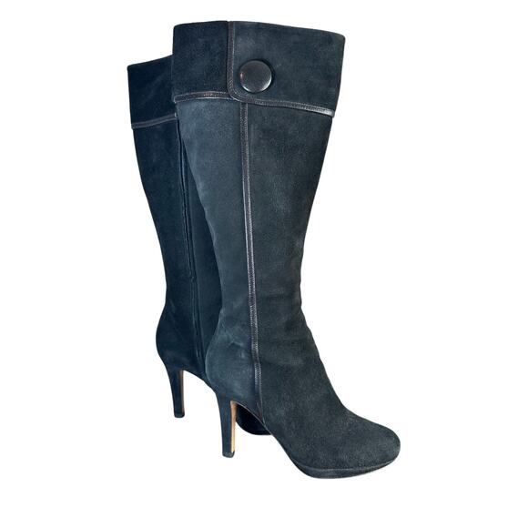KATE SPADE Black Suede Knee High‎ Heel Boots womans 7 B - Picture 1 of 11
